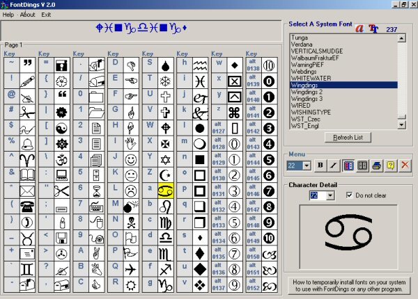 FontDings Screenshot
